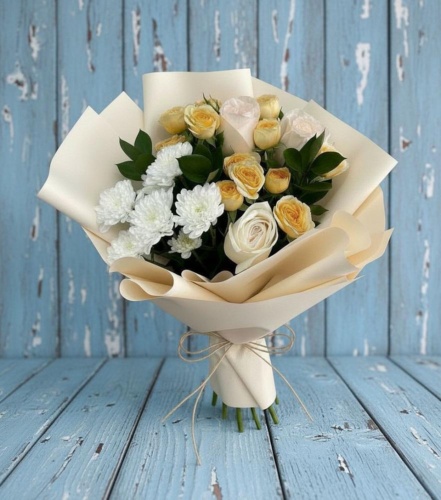 Букет цветов из: Розы и Хризантемы в Самойловке