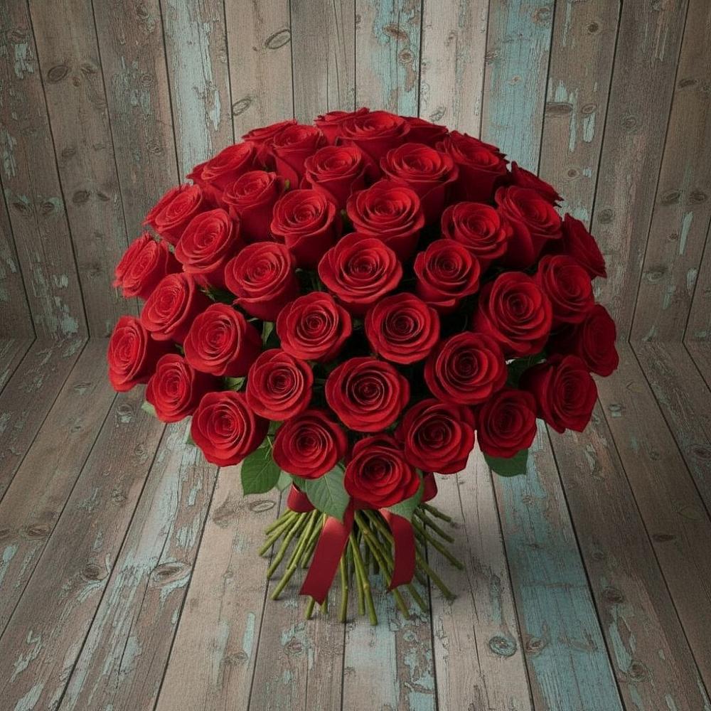 Букет 55 Красных роз Фридом в Самойловке