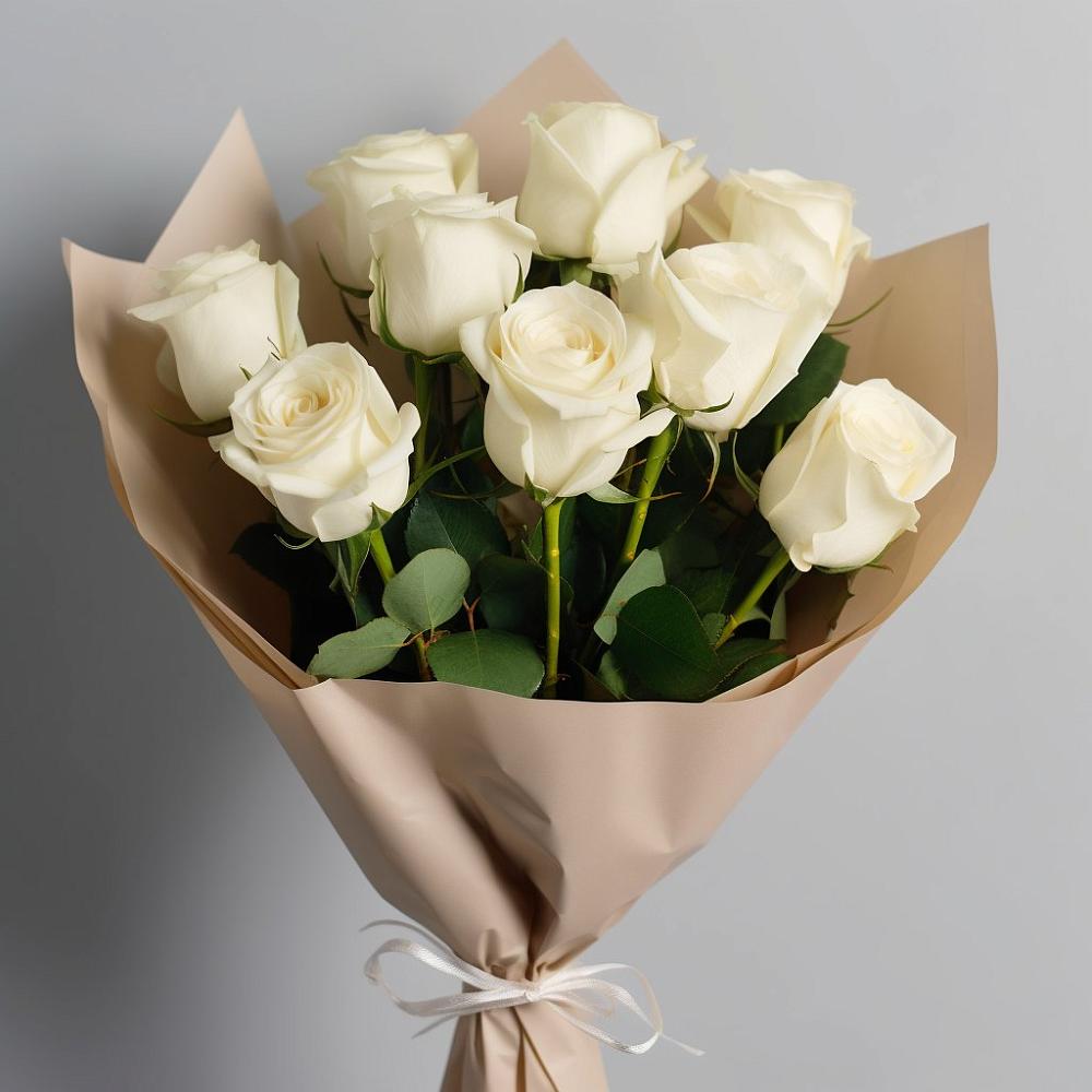 Букет 9 Белых роз Эдлесс Лав в Самойловке