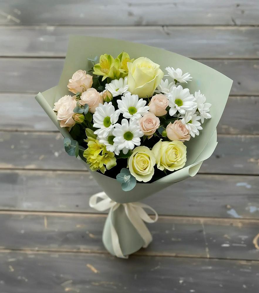 Букет цветов из: Альстромерии, Розы и Хризантемы в Самойловке