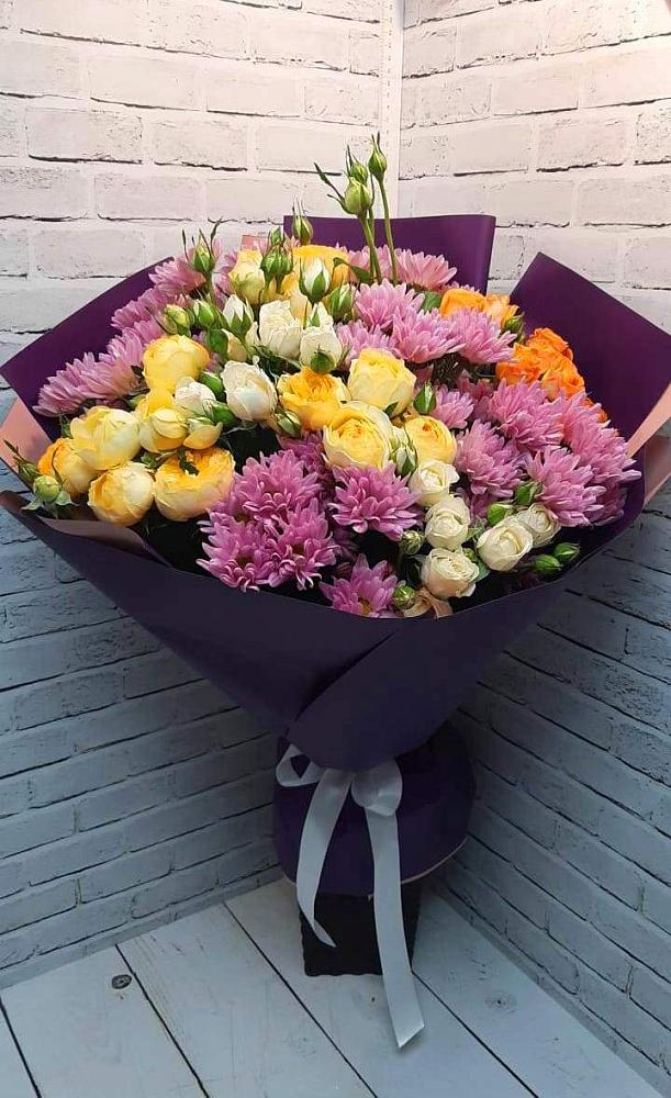 Букет цветов из: Хризантемы и Розы в Самойловке