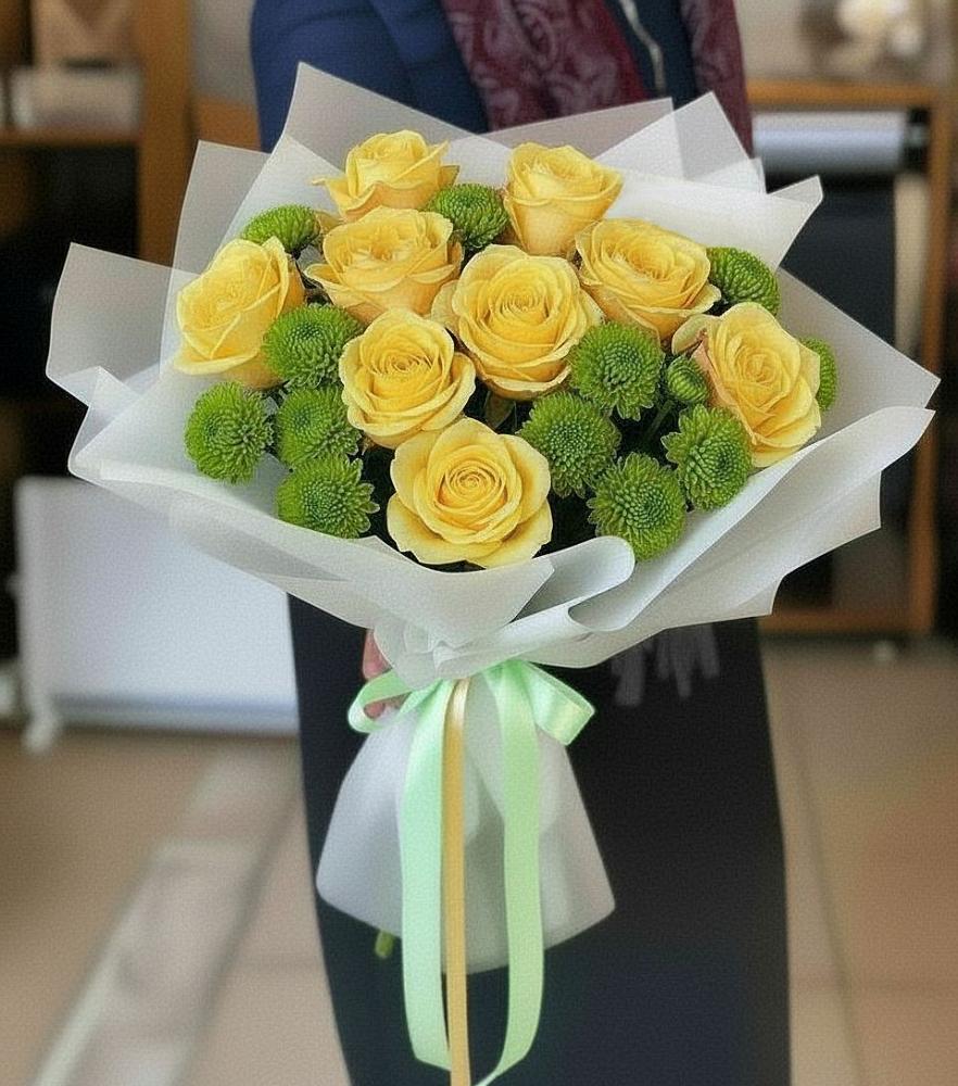 Букет цветов из: Хризантемы и Розы в Самойловке