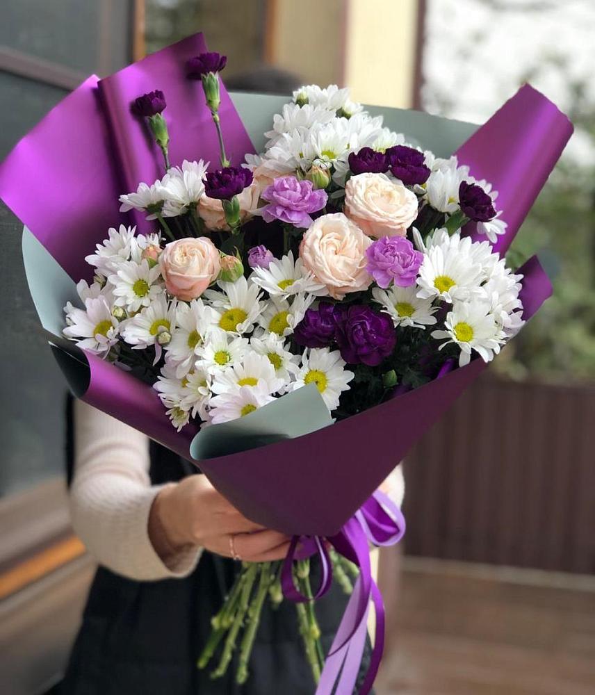 Букет цветов из: Хризантемы, Гвоздики и Розы в Самойловке