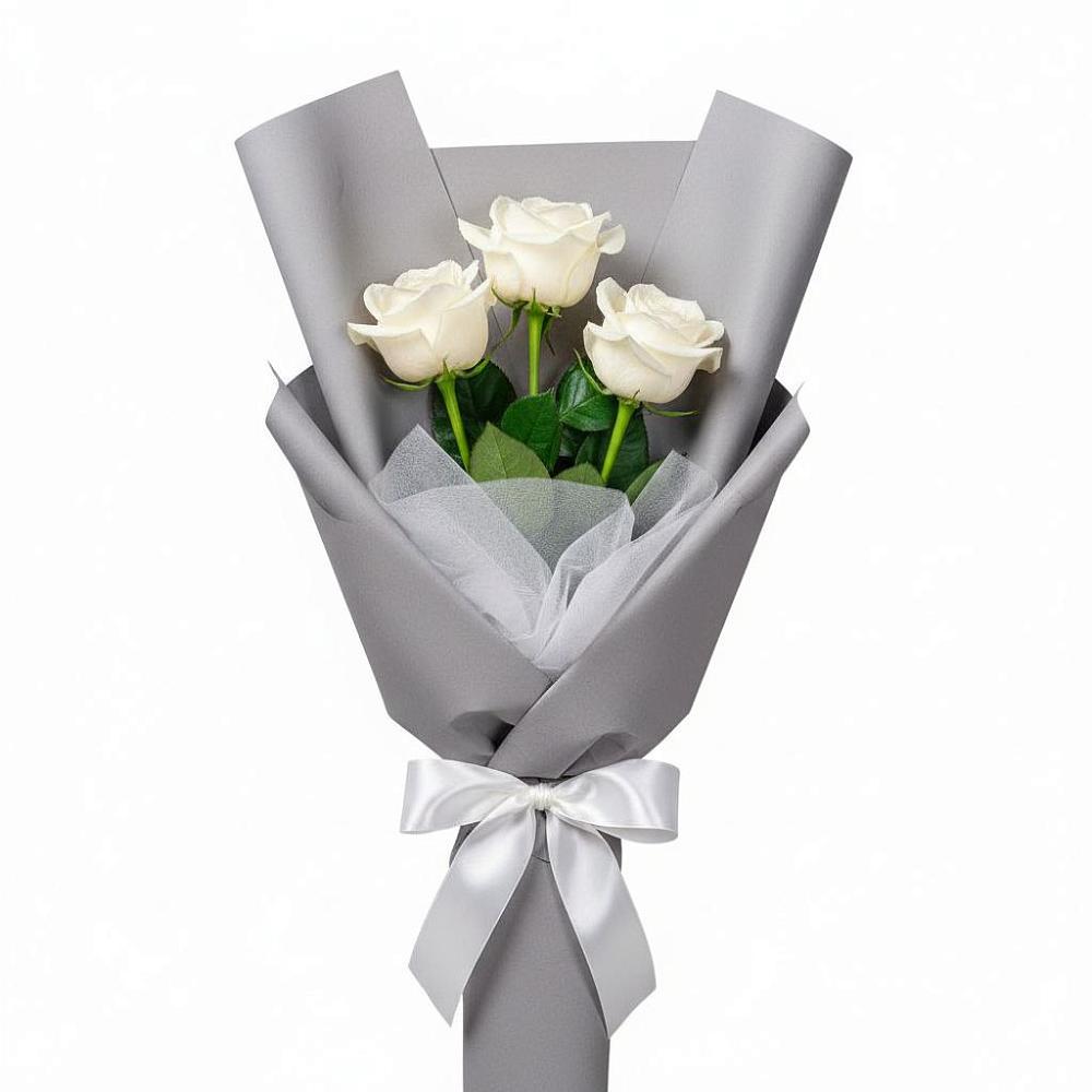 Букет 3 белые розы в Самойловке