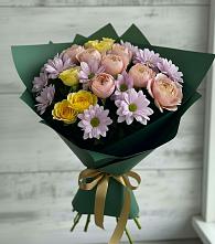 Букет цветов из:  Хризантемы и Розы в Самойловке