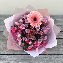Букет цветов из:  Розы, Герберы и Хризантемы #REPLACE_PRED# Самойловке