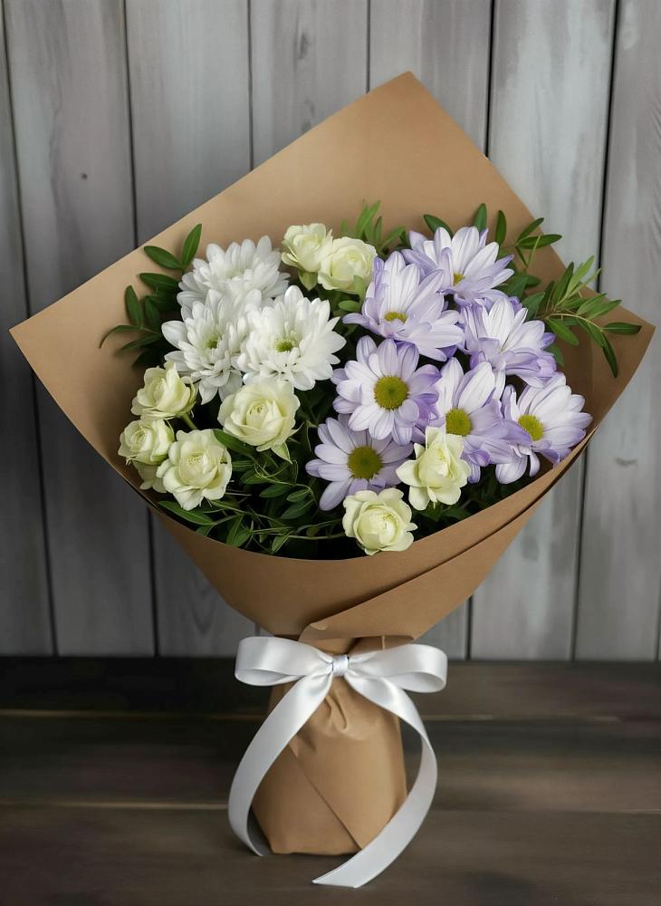 Букет цветов из: Хризантемы и Розы в Самойловке